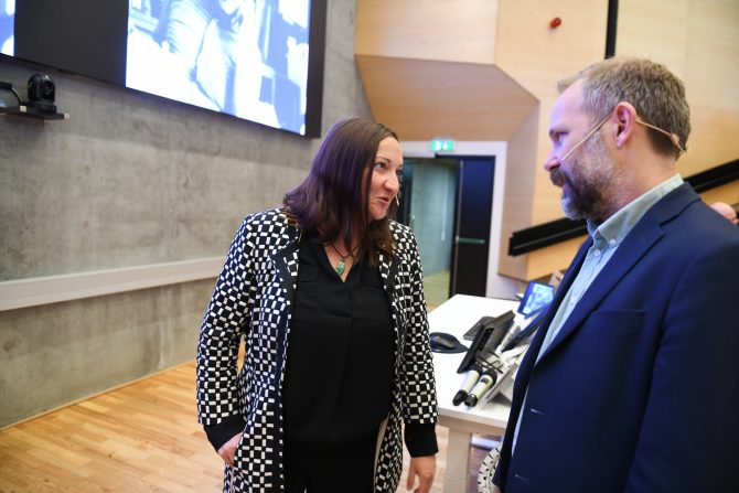 Professor Caroline Flammer during the Thorolf Rafto Memorial Lecture. Photo: NHH.